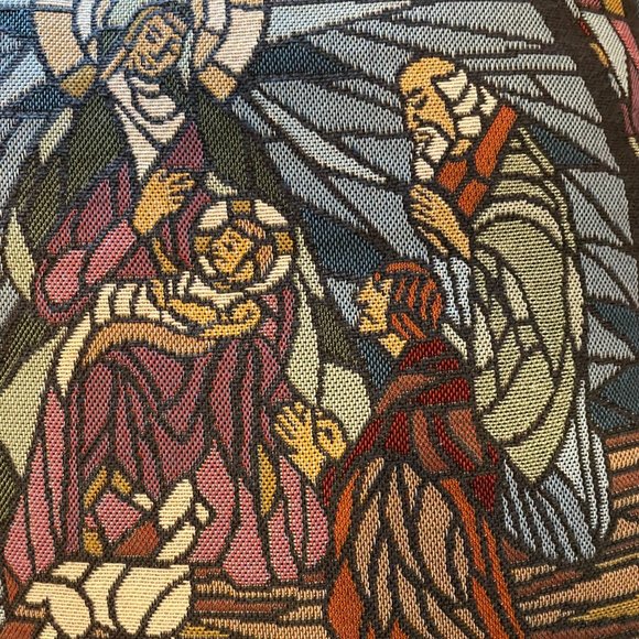 Christmas Holiday Decor Pillow Stained Glass Pattern Nativity Scene Holy Night - Picture 4 of 8